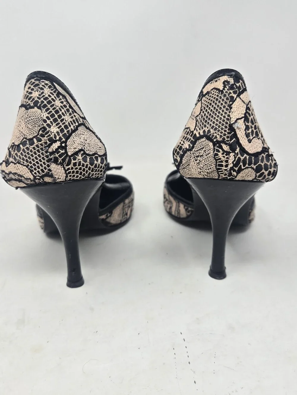 Karen Millen Slip on Pointed Toe Slingback Lace Heels Women's Size 38EU